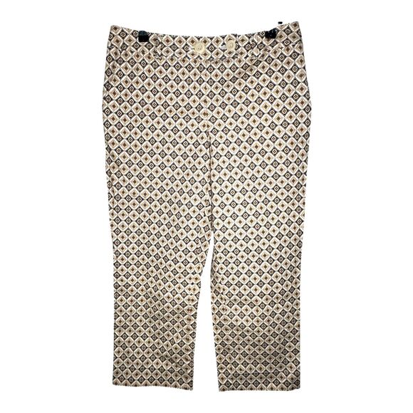 NWOT Talbots Crop Ankle Pants Womens 12 Brown Tan Cream Geometric Tile Stretch - Picture 14 of 14